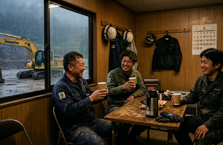雨の日の現場を支えるチームワーク